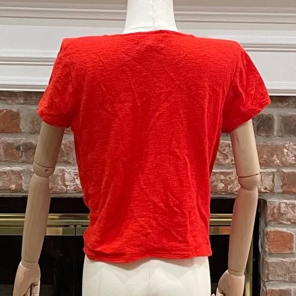 Madewell bright red wrap v neck tie top / XS / NWOT - Picture 5 of 12